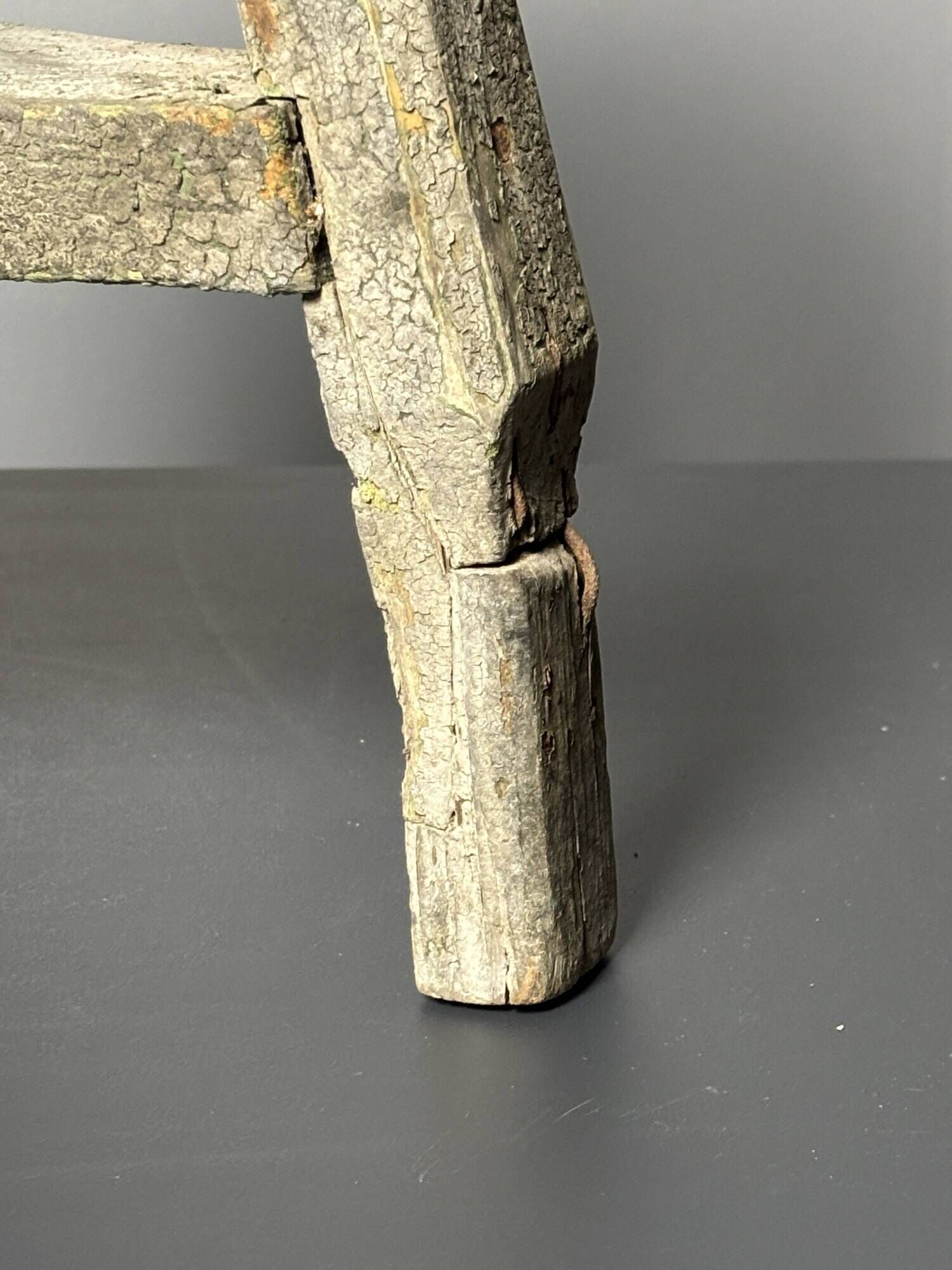 Antique distressed wabi sabi rustic patinated farmhouse workers stool 1900s