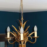 Lustre trois lumières au décor d'épis de blé et feuillage