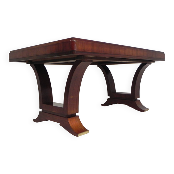 Table à manger Art déco, placage de palissandre, extensible jusqu'à 248 cm, années 1930