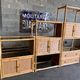 Bookcase, cannage in 3 modules and smoked glass trays - 70s