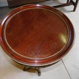 Gueridon marquetry and bronze central foot harness