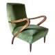 Midcentury modern Green Velvet Armchair, Guglielmo Ulrich, Italy 1950 's