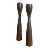 2 diabolo grands bougeoirs chandeliers scandinave bois vintage