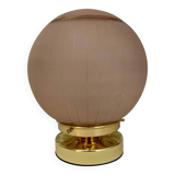 Lampe à poser globe vintage art déco en verre granité rose