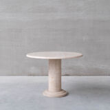 Travertine italian mid-century circular dining table