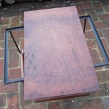 Serving table in wrought iron and solid mahogany bramble
