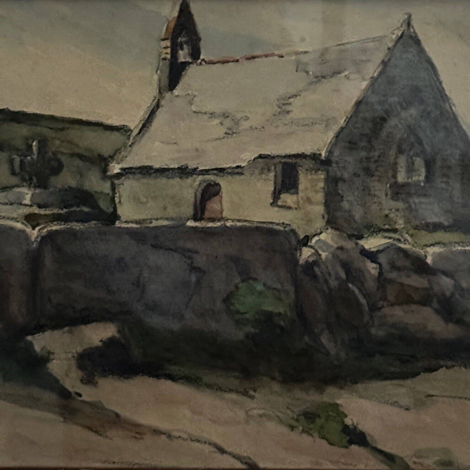 Watercolor chapel in Porspoder 1935 by E. Vasquer