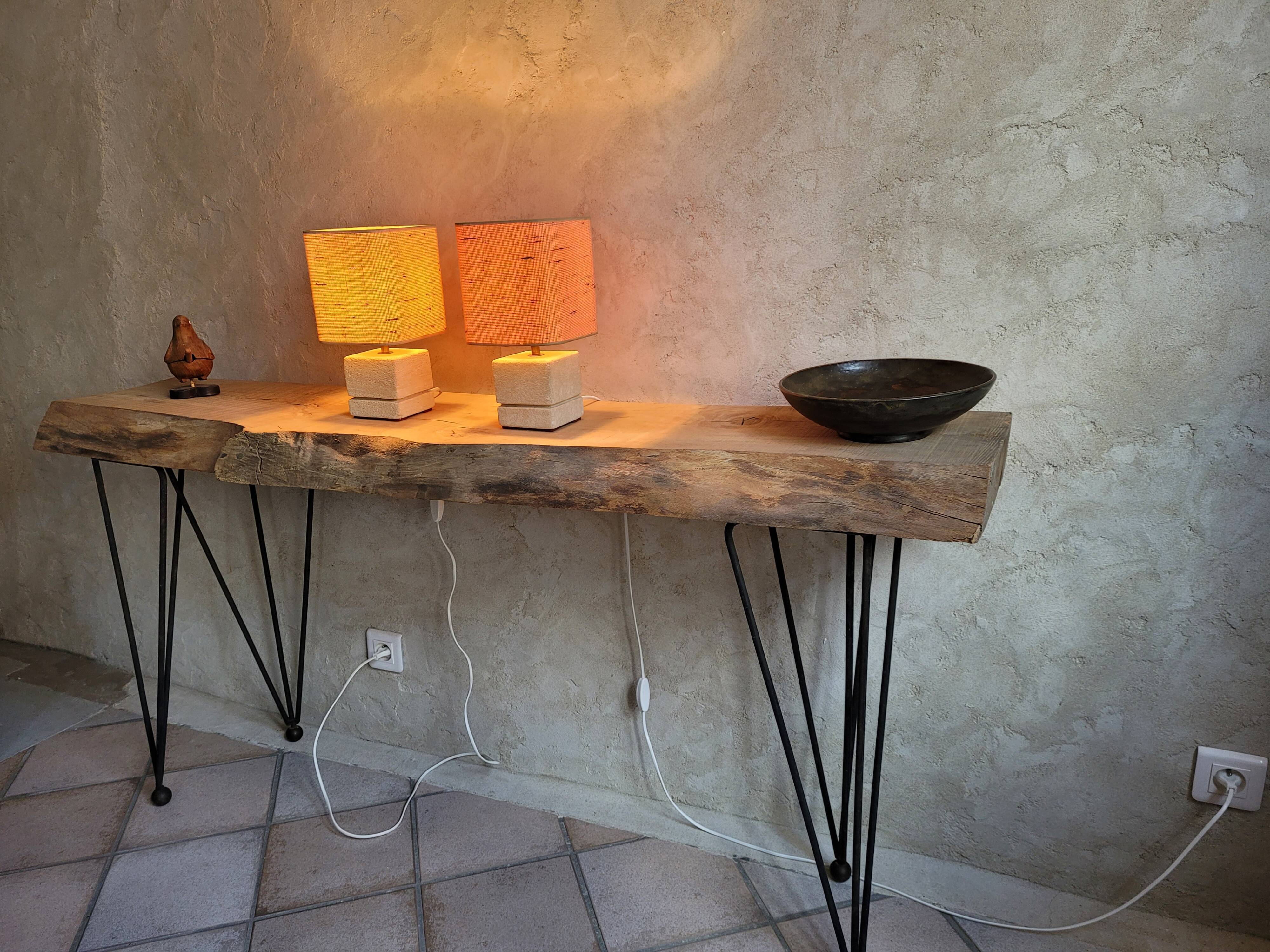 Paire de lampes en pierre années 60