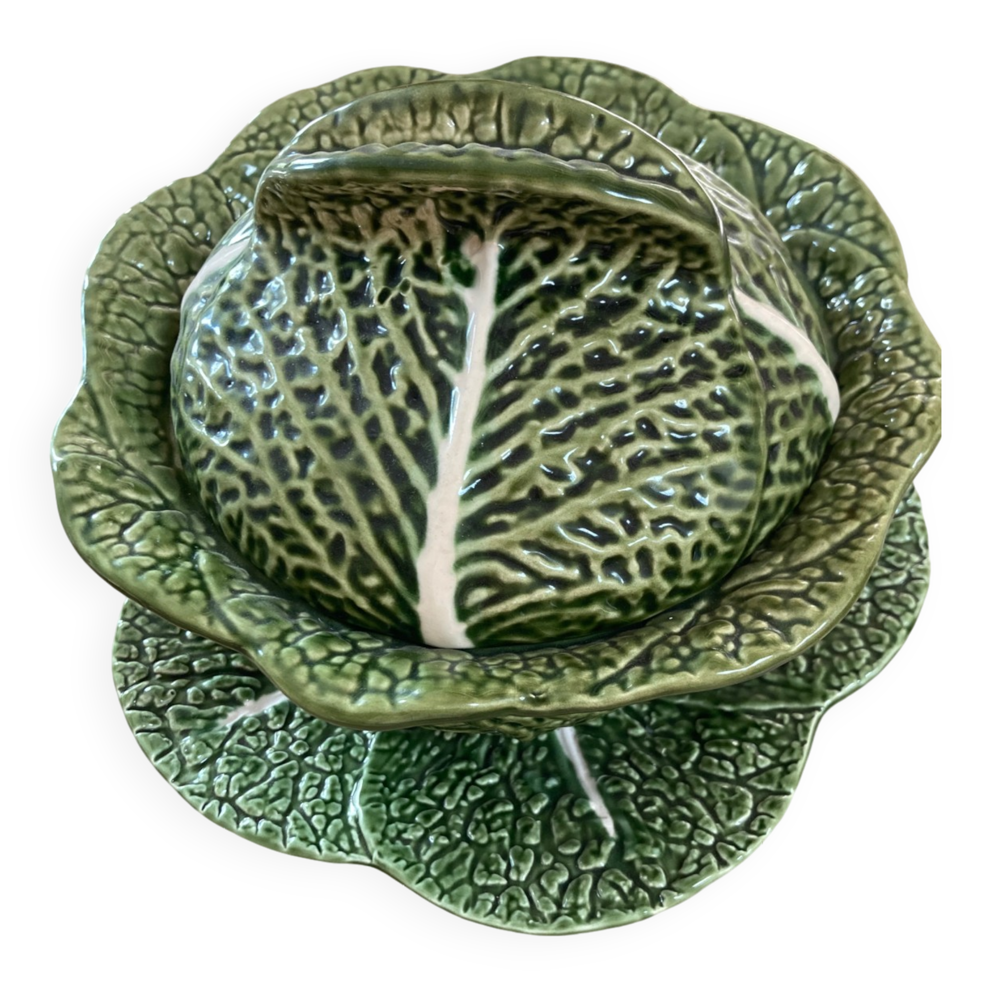 Soupière en barbotine chou