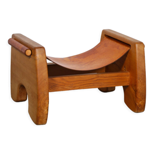 Tabouret en cuir de chêne et de