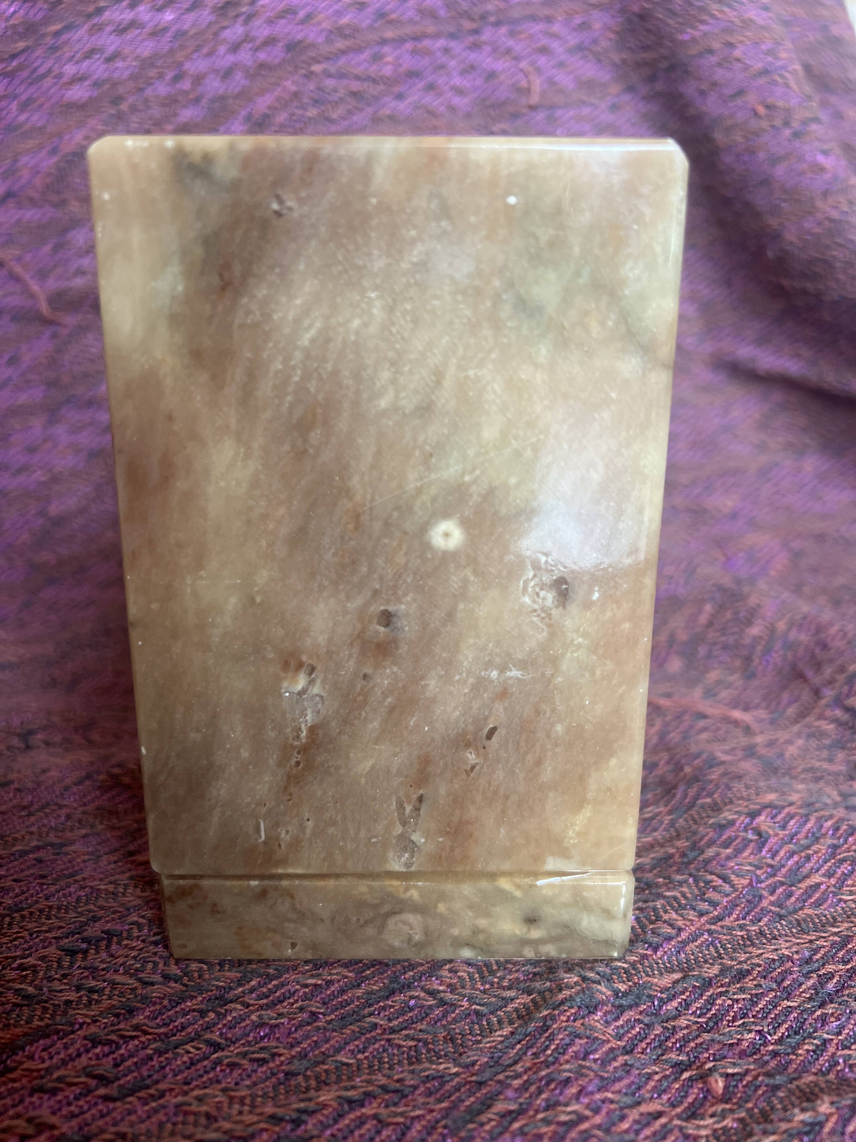 Vintage Italian alabaster bookends "Tennis Ball"