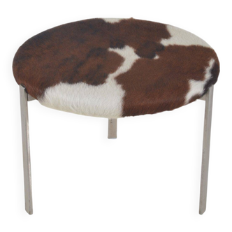 Danish stool with a seat made of high-quality cowhide