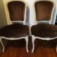 A pair of Louis XV style armchairs in wood and velvet fabrics