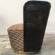 Fauteuil en bois cannage et velours