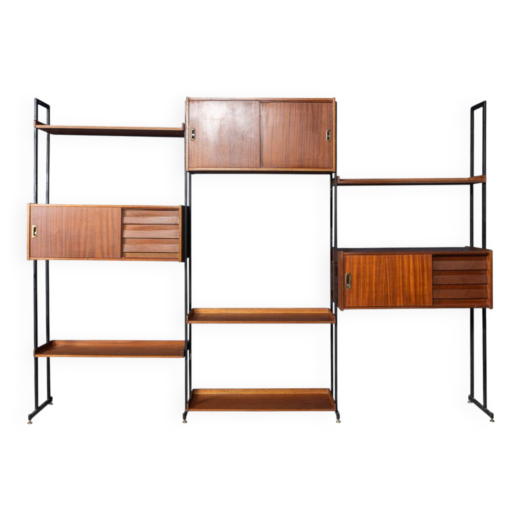Vintage 20thc italian modular teak wall cabinet c.1960