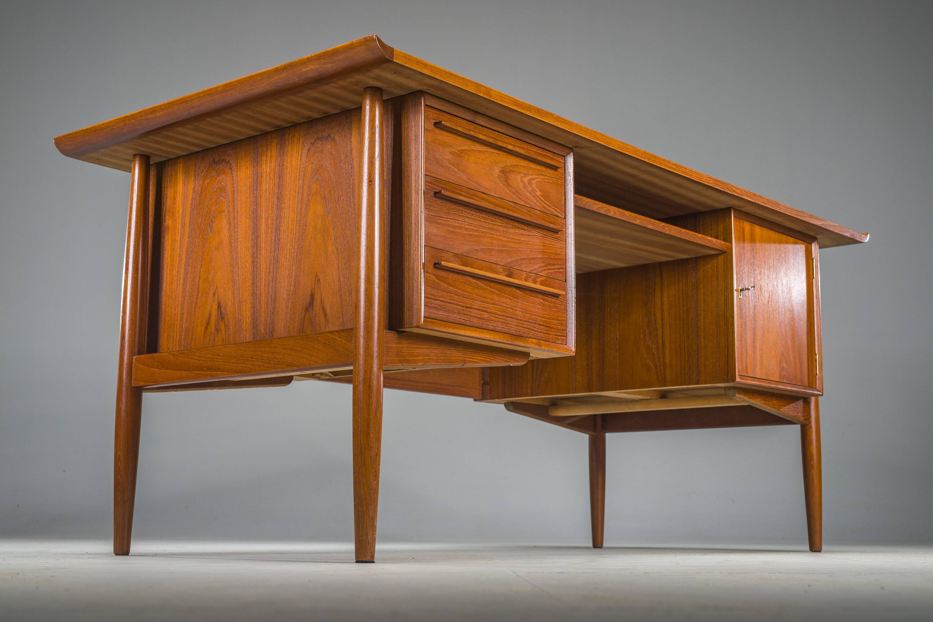 Danish Teak Executive Desk by Arne Vodder for H.P. Hansen, 1960s
