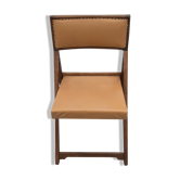 Henri Meyer folding chair in fawn skaï, 50s
