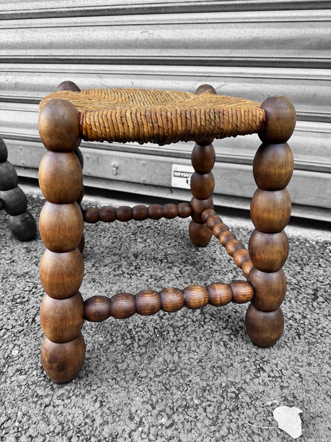 Pair of French rustic low stools, 1960s