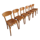 Ensemble de 6 chaises bistrot françaises vintage en bois courbé par Luterma, vers 1950–1970