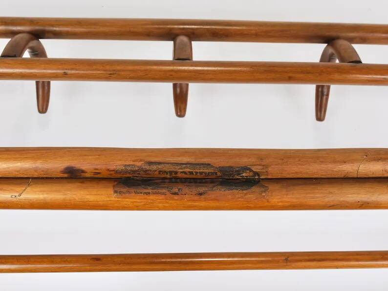 1900s Thonet Vienna Art Nouveau Secessionist Bentwood Wall Coat Rack, Austria