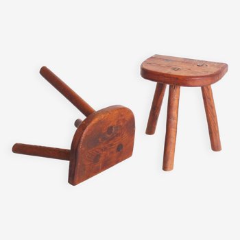 Set of two original Solid wood rustic brutalist side tables