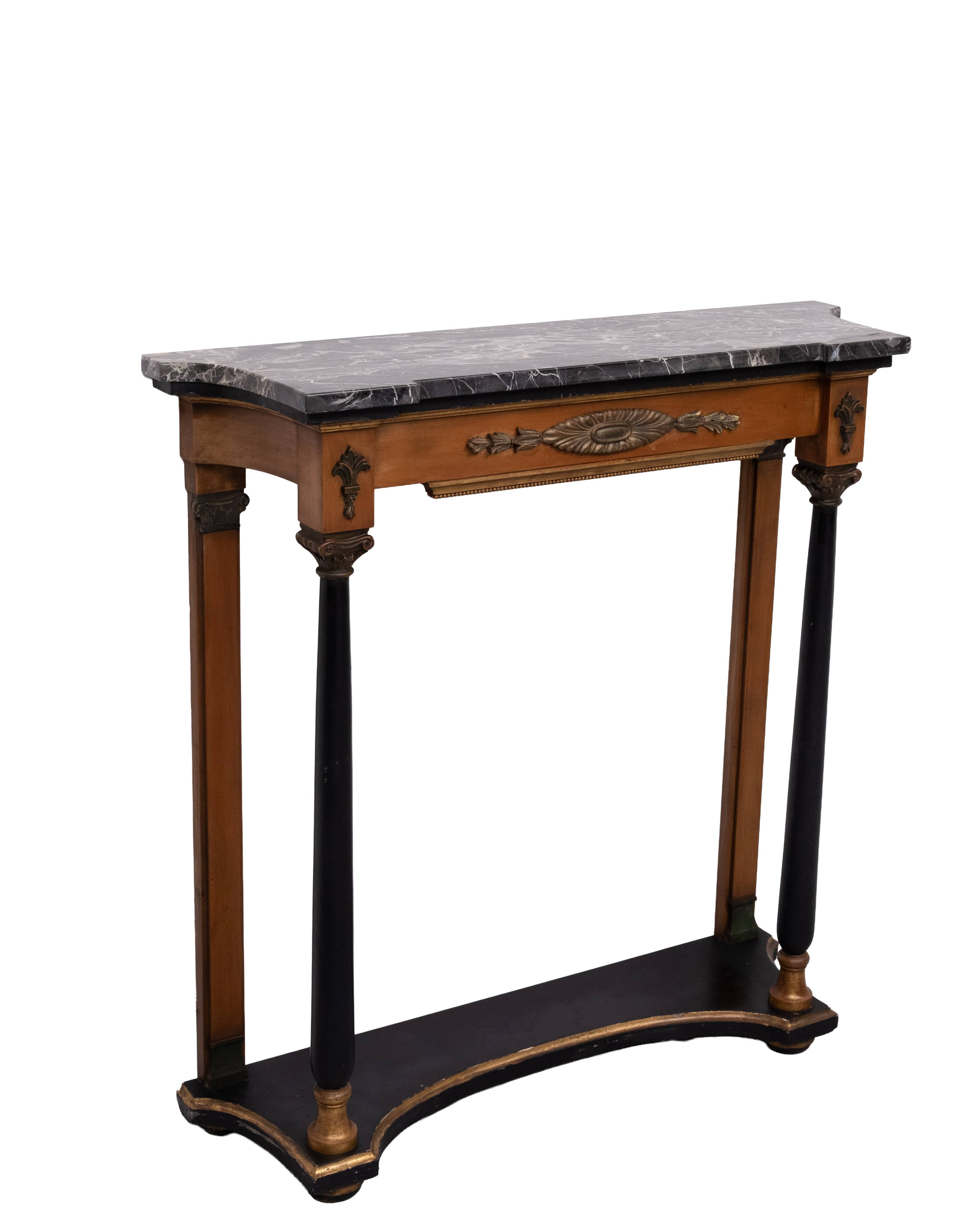 Elegant Italian Console Table, Black Marble Top, 1950s Empire Revival