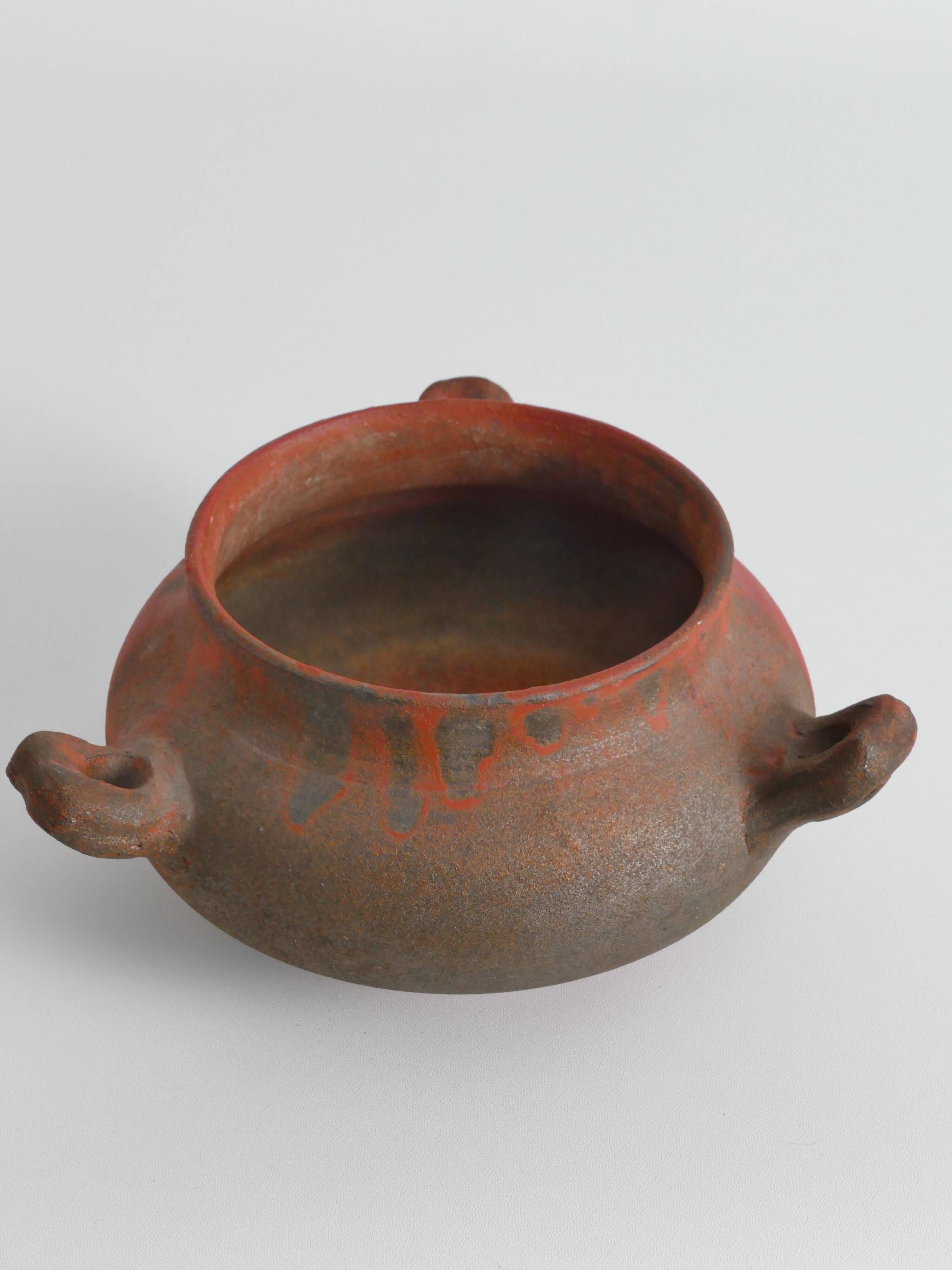 Studio Pottery Three-Handled Earthenware Ceramic Vessel