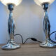 Pair of silver lamps by Marcello Gorgio with Murano lampshades.