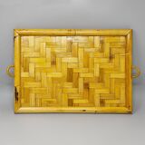 1970s Astonishing Italian Tray in Bamboo, Rattan and Wicker. Made in Italy
