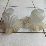 Pair of glass tulip lampshades