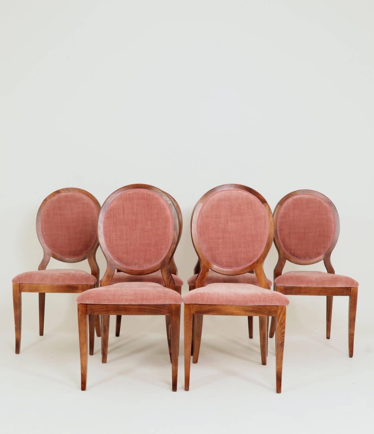 Set of 6 medallion dining chairs, Indian pink