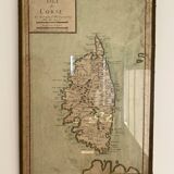 Old map of the Isle of Corsica framed under glass