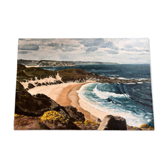 Huile sur toile paysage de bord de mer