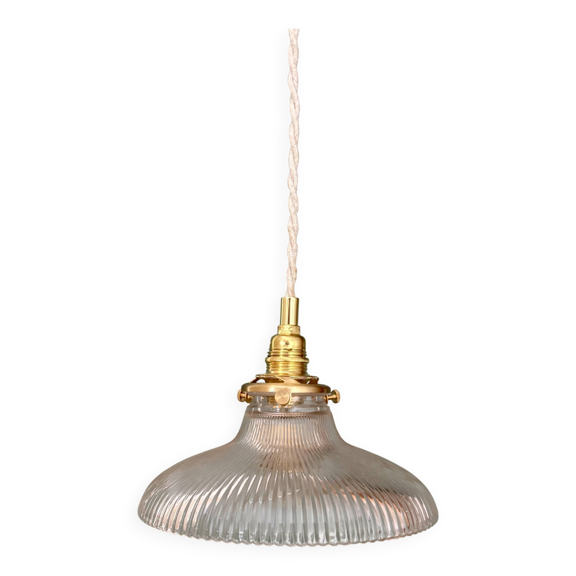 Vintage holophane glass lampshade pendant light