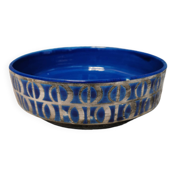 Bol italien en céramique à glaçage craquelé bleu par Fratelli Fanciullacci et Alvino Bagni.