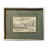 Painting "study of Ferme bressane" Drawing Julien Duriez (1900-1993) + frame
