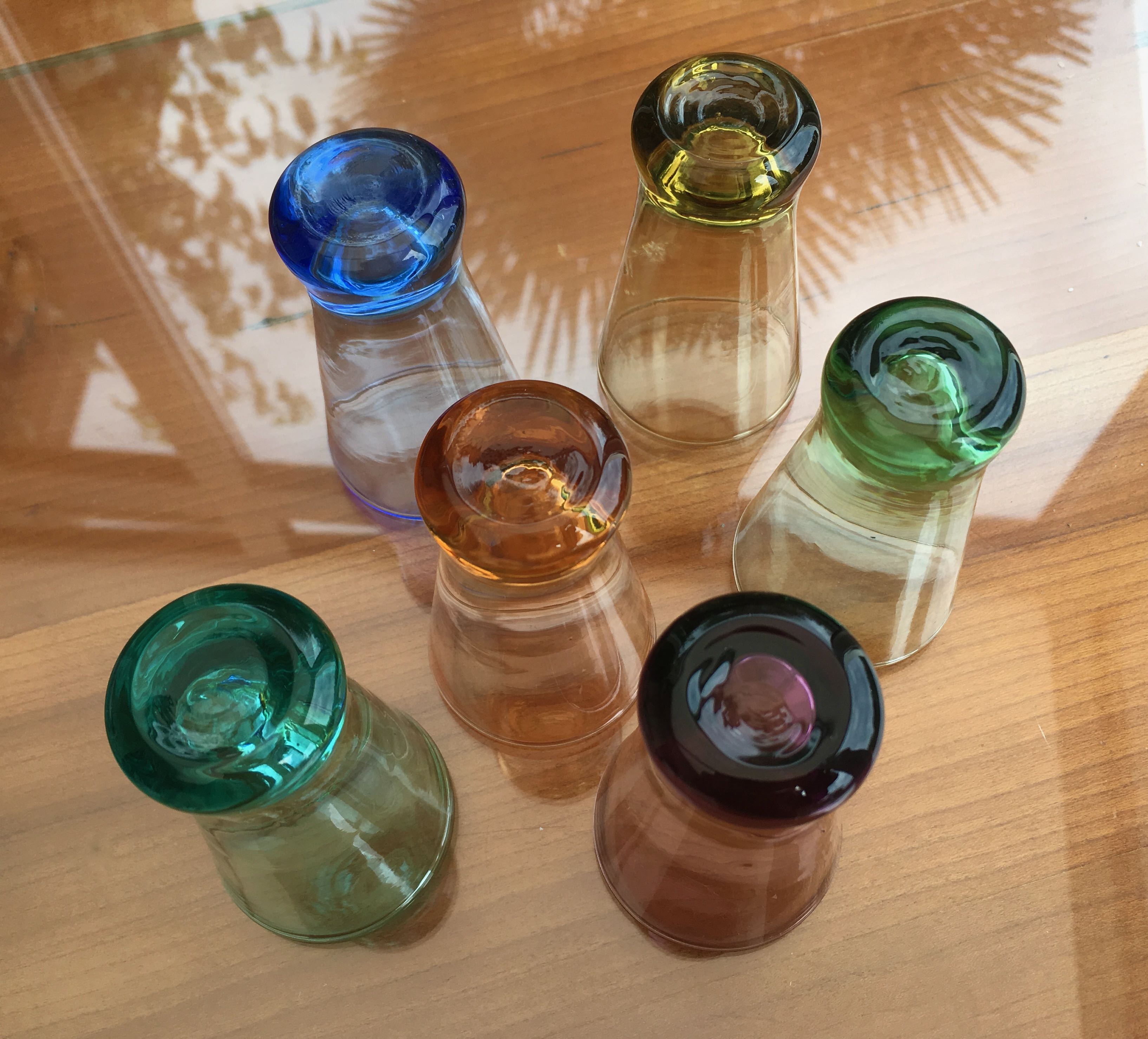 Set of 6 colored alcohol glasses