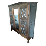 3-door walnut wardrobe with mirror