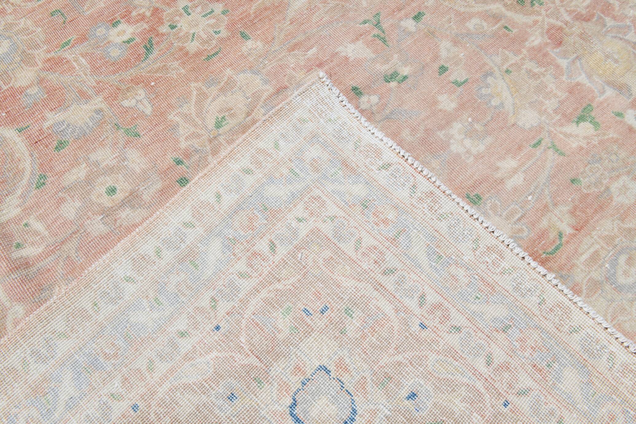 9x13 Blush Pink Vintage Persian Rug, Handmade Luxury Decor, 283x408 Cm