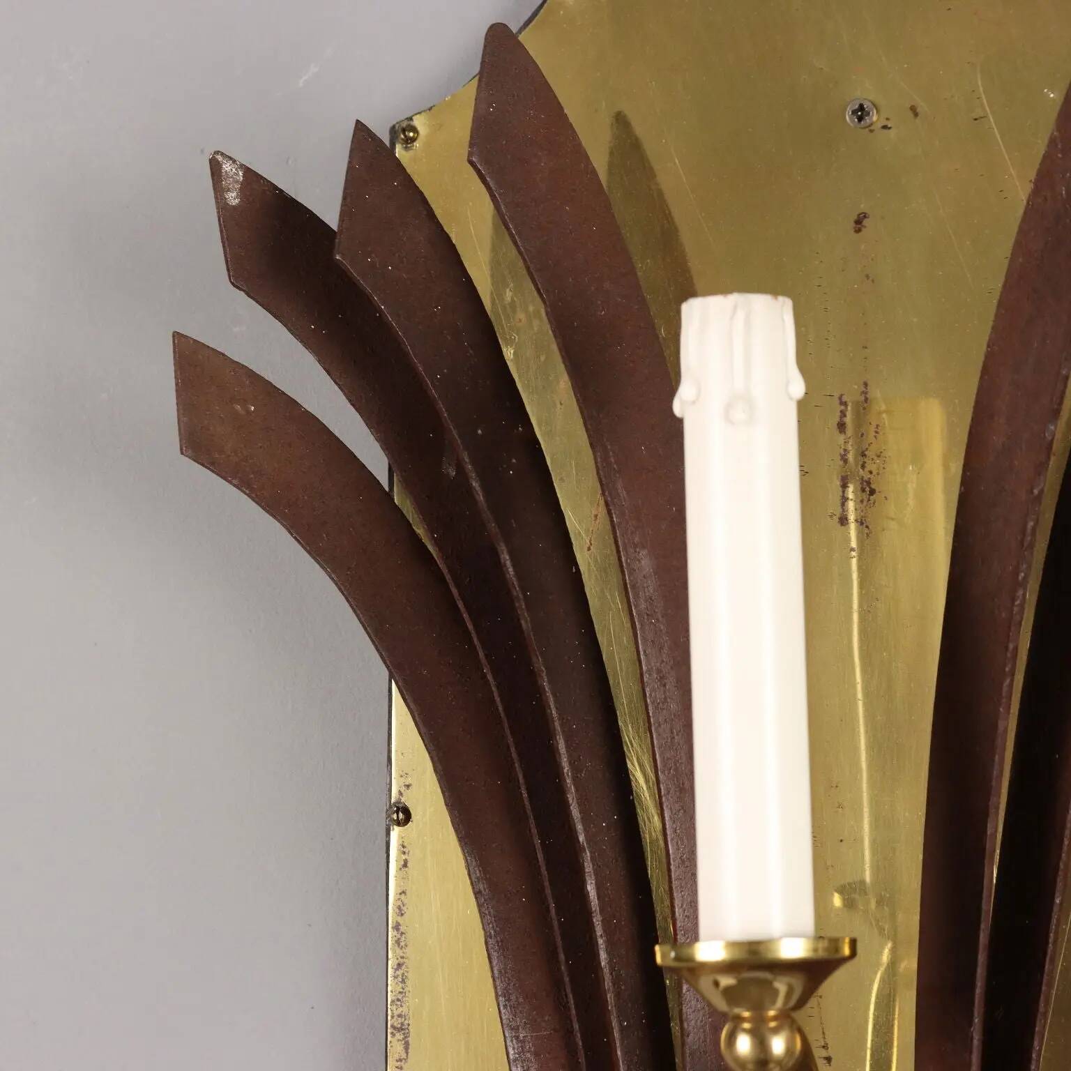 Antique wall sconces with 3 lights in wrought iron, Italy, 20th century