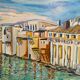 Oil on panel "Mykonos" signed Bul