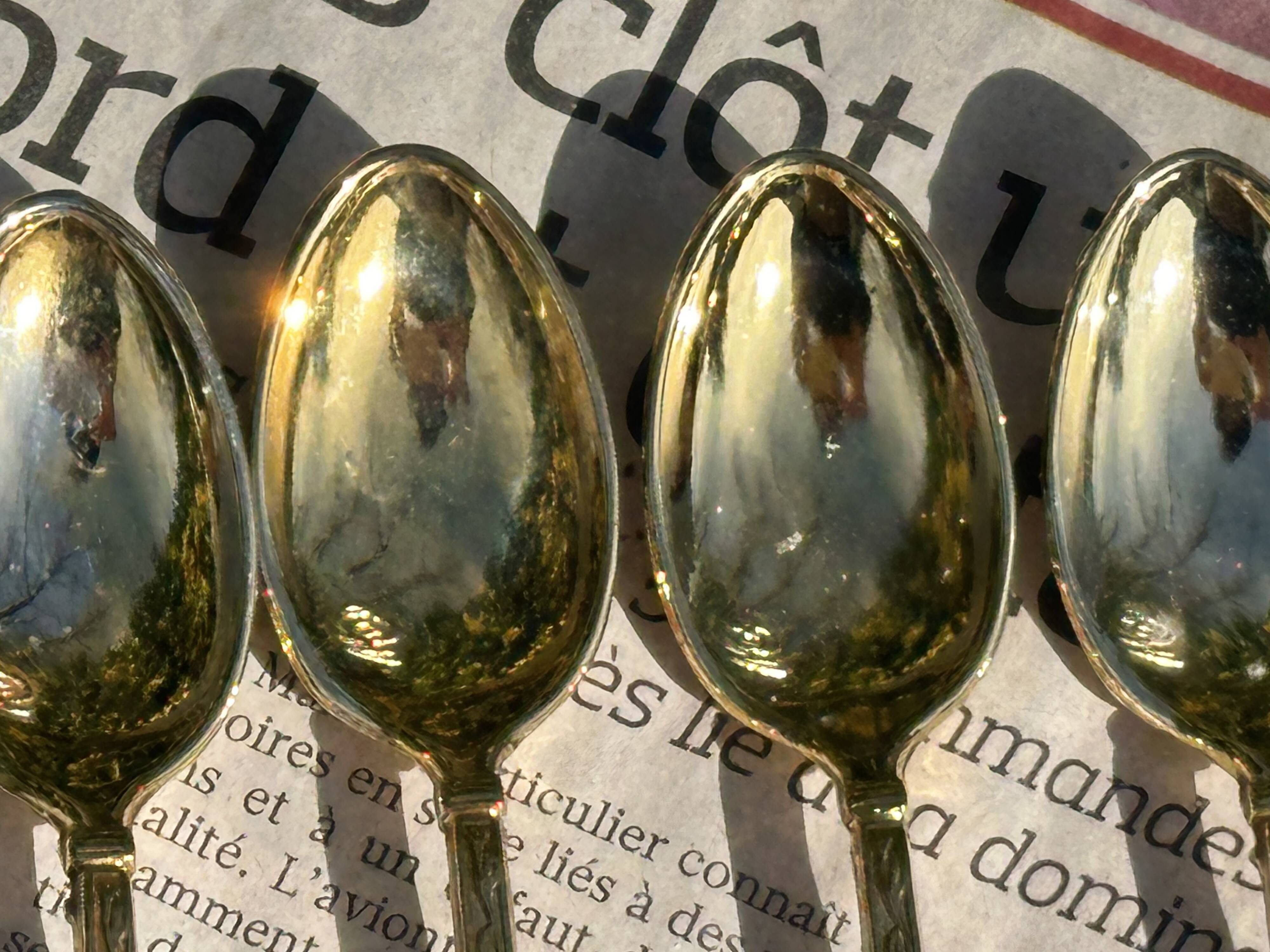 Set of 6 Vintage Gold Moka Spoons - Tableware - Coffee Spoons