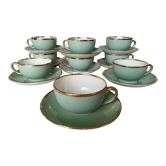 Villeroy & Boch Mettlach green cups, ivory and gold, vintage 1950s