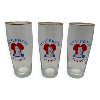 Set of three beer glasses lutterbach Alsace