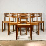Series of 6 chairs in elm and rope Maison Regain