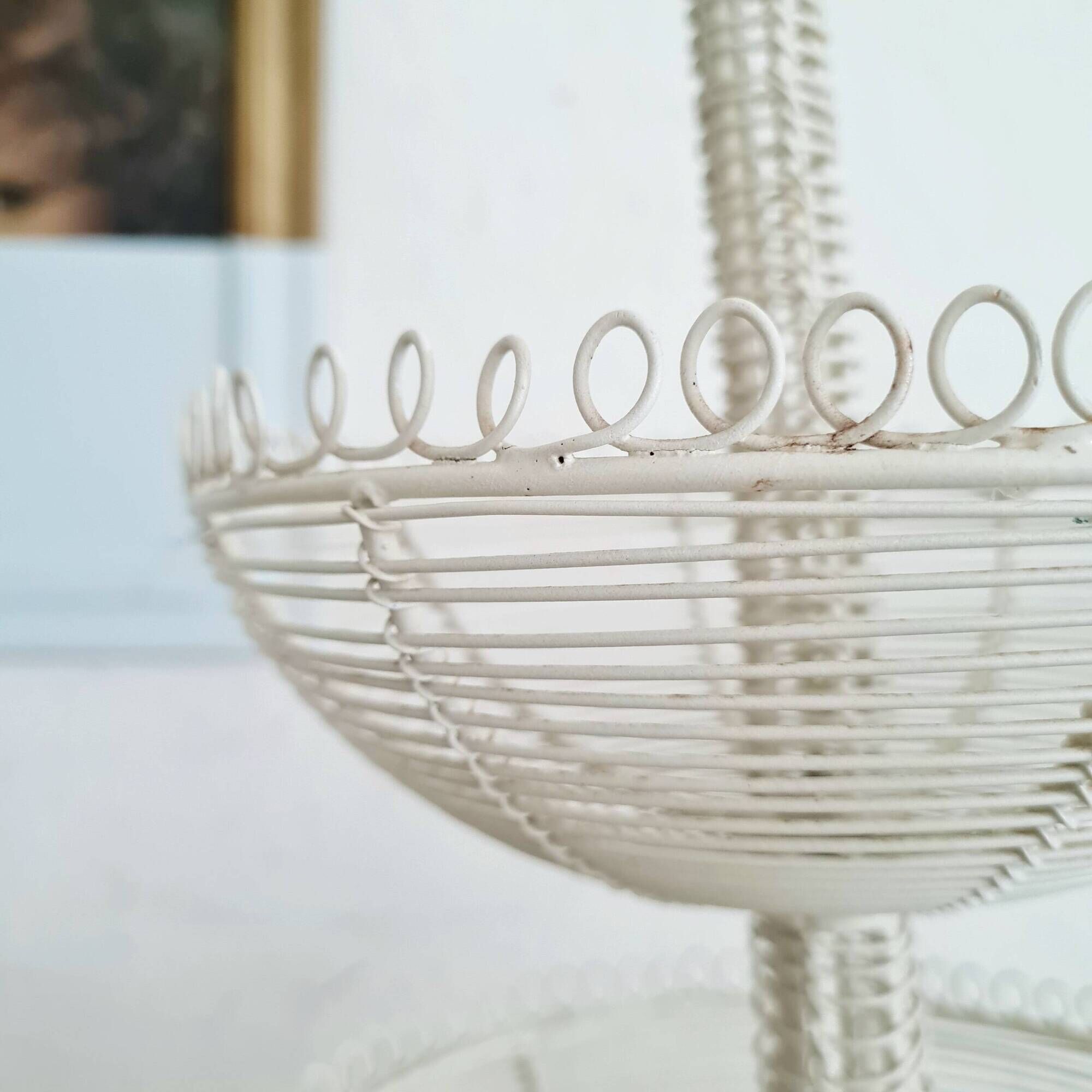 White metal fruit basket - old display