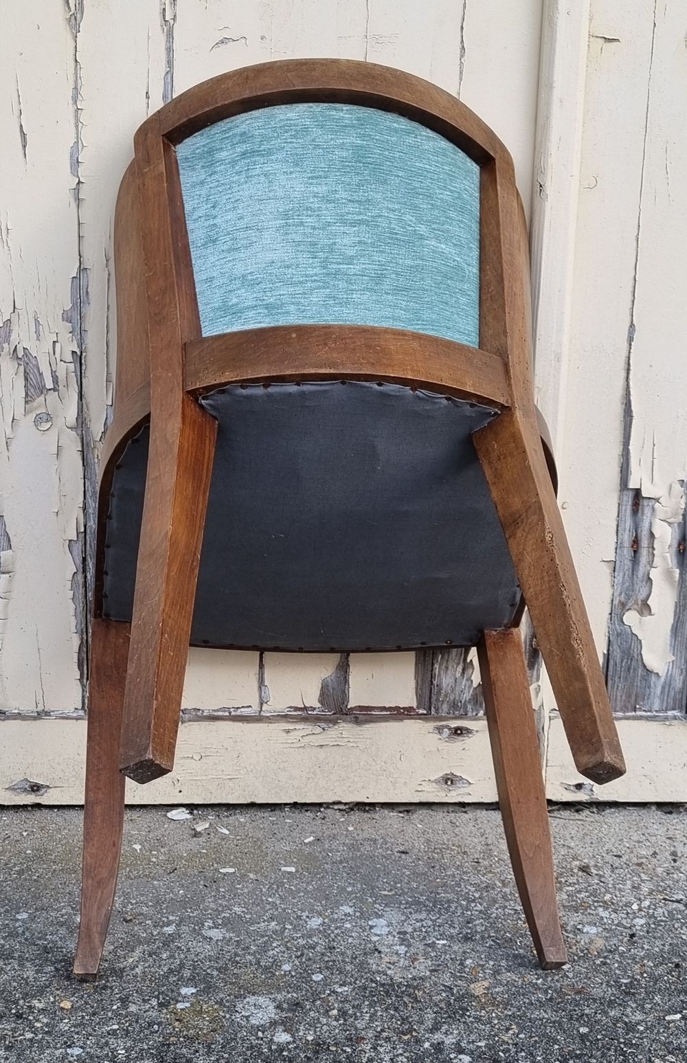 Gondola chair, empire spirit, blue velvet, dark oak, early twentieth century.