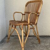 Chair and armchair in vintage rattan 1950