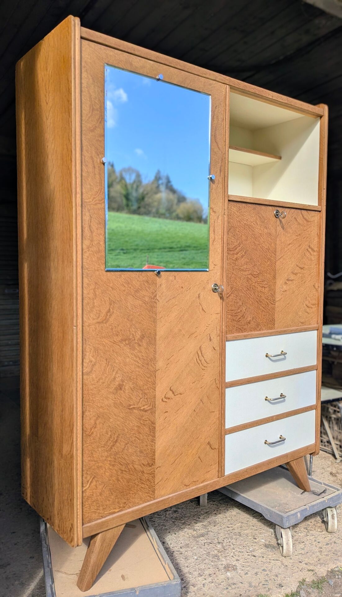 Secrétaire scriban armoire penderie vintage