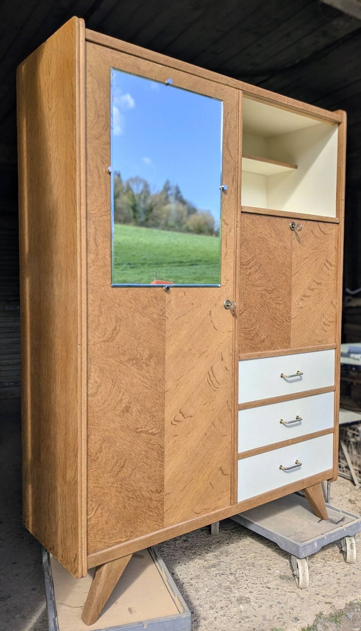 Secrétaire scriban armoire penderie vintage